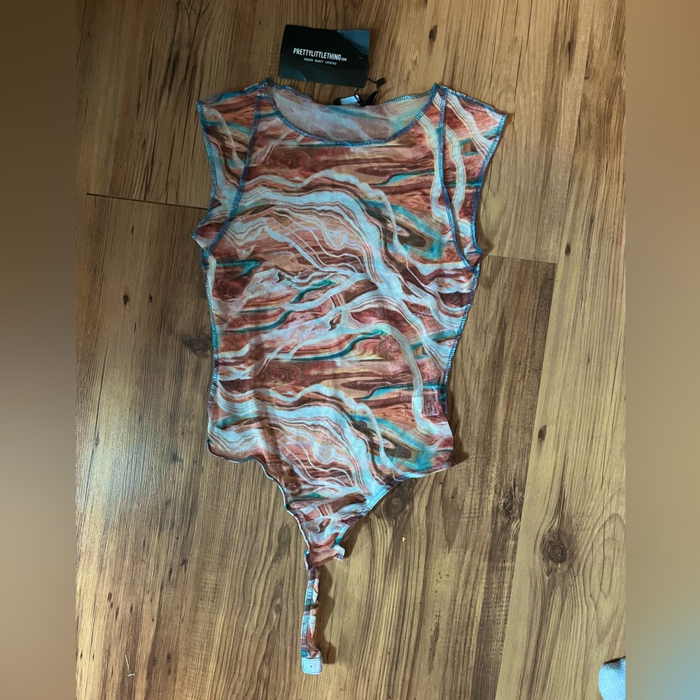 Pretty Little Thing Multicolored See Through Body Suit